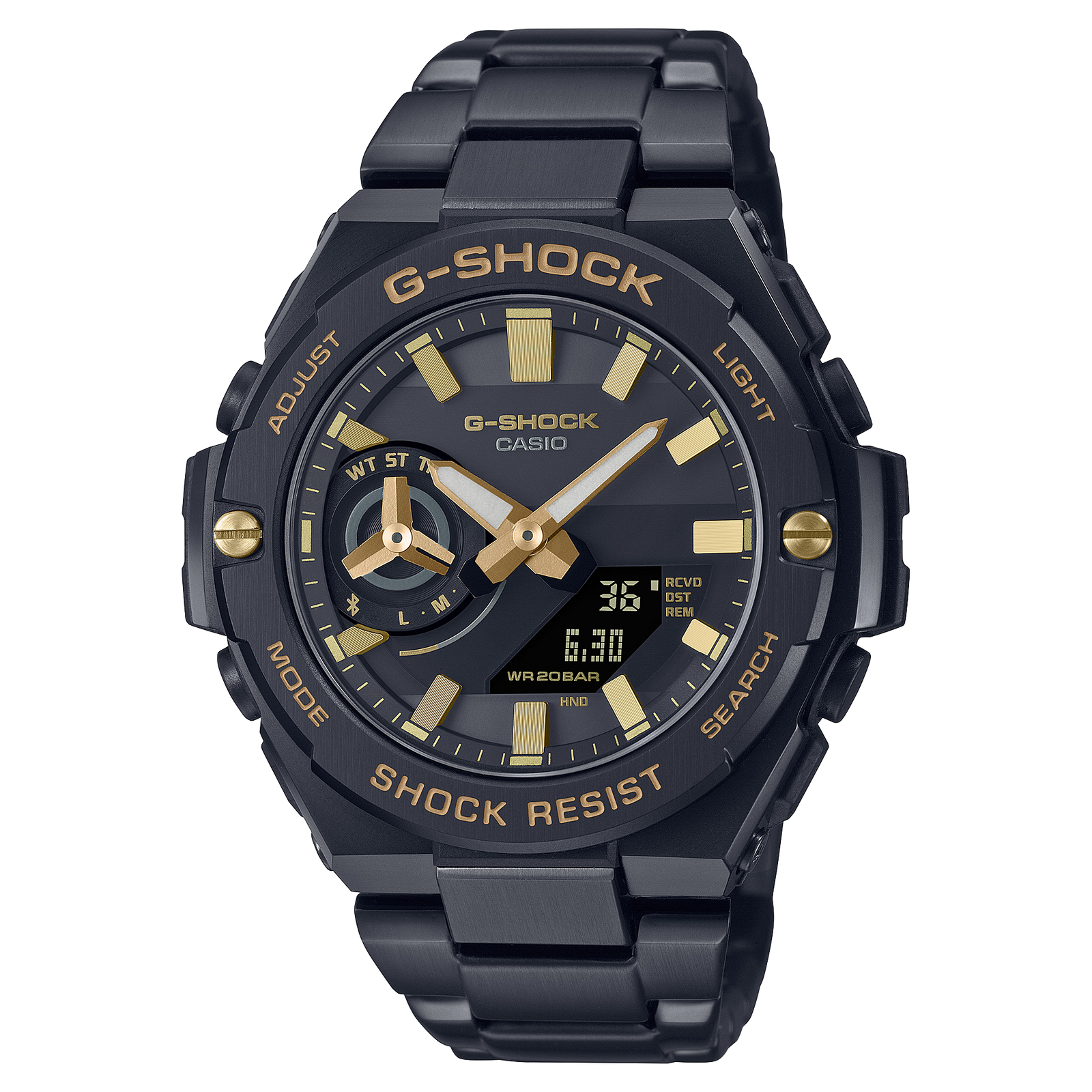 Casio G-Shock G-Steel Black Gold Analog Digital Solar Watch GSTB500BD-1A9