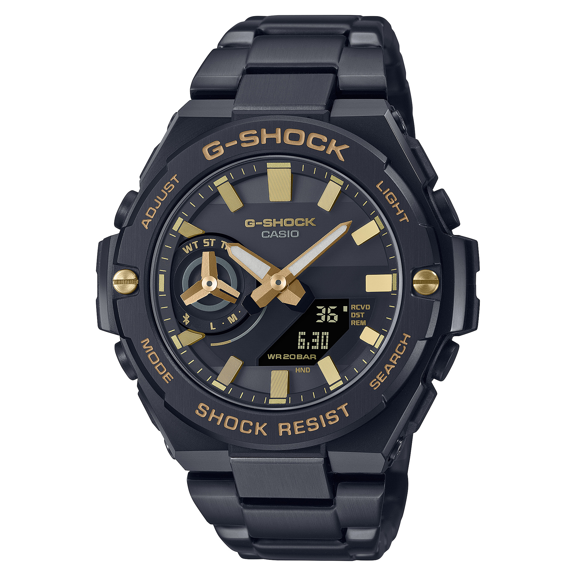 Casio G-Shock G-Steel Black Gold Analog Digital Solar Watch GSTB500BD-1A9