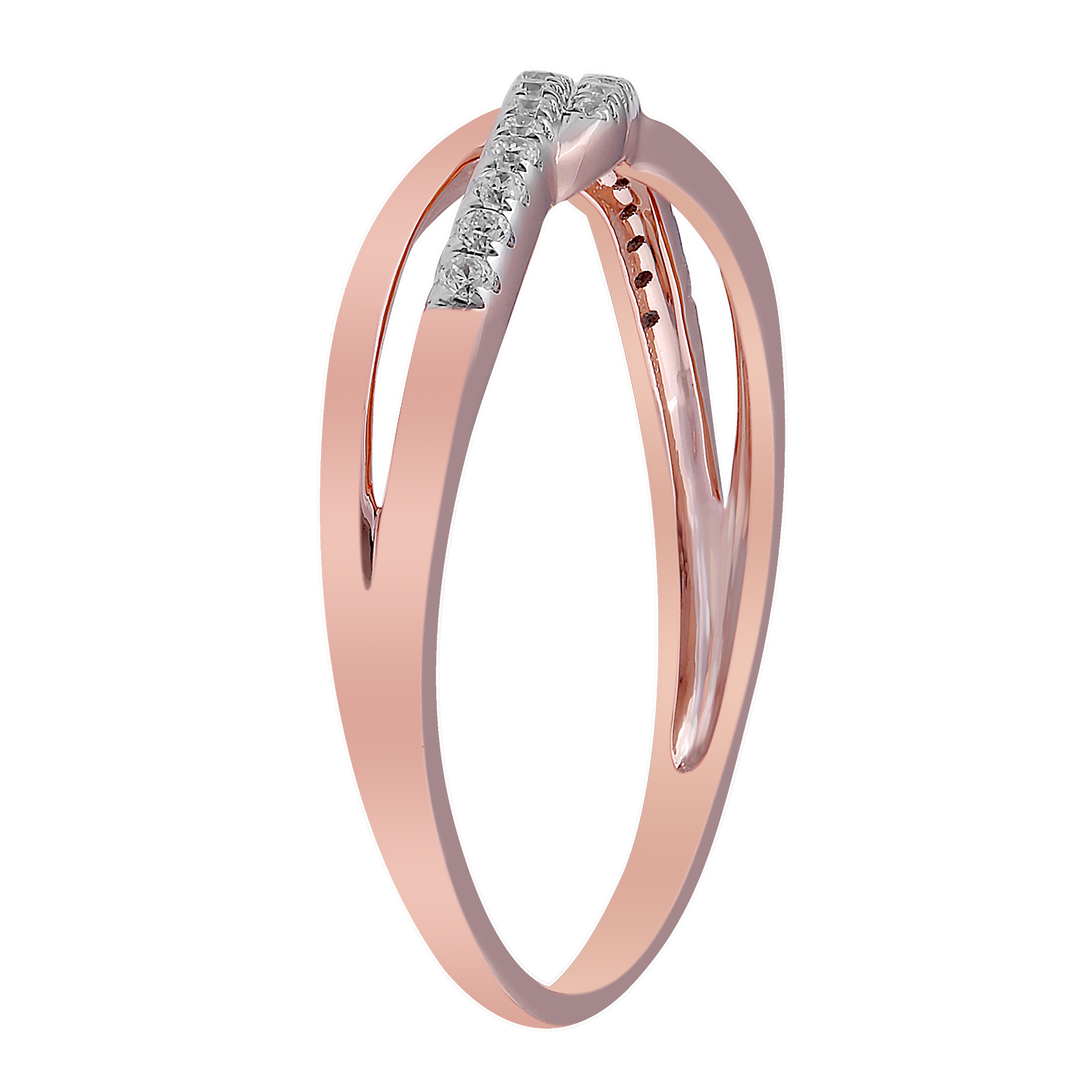 Twist Ring with 0.10ct Diamonds in 9K Rose Gold