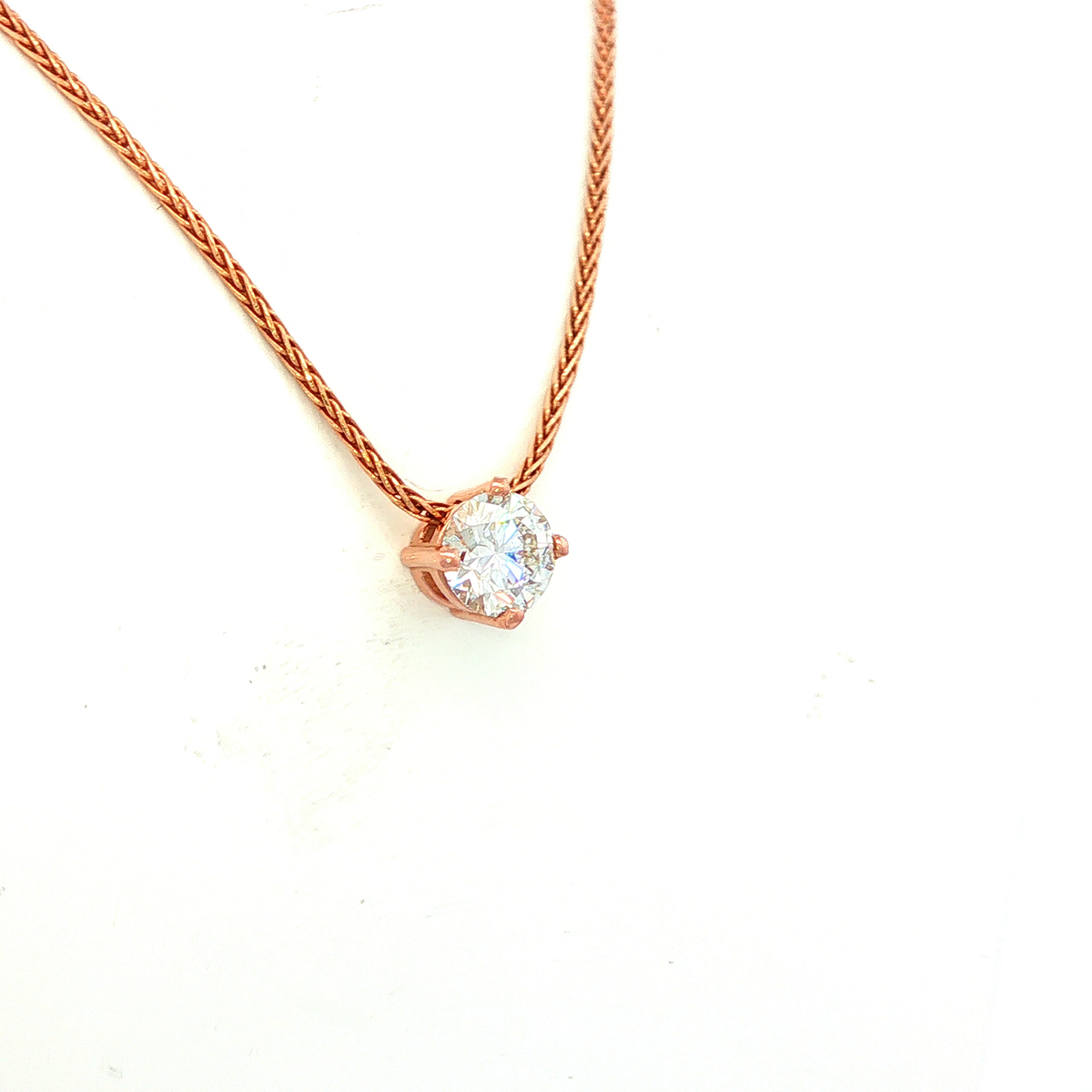 Magic Wheat Chain with Natural Diamond Necklace in Rose Gold
