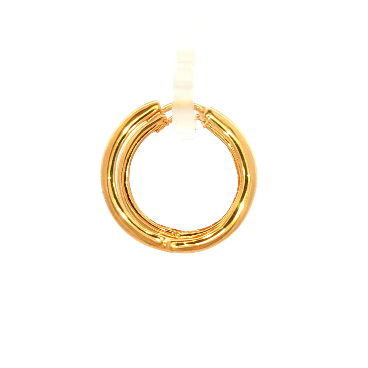 Yellow Gold and Silver Bonded Plain Huggie Earring