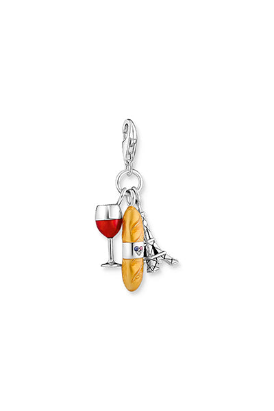 Thomas Sabo Charm Pendant With Red Wine Glass, Eiffel Tower &amp; Baguette