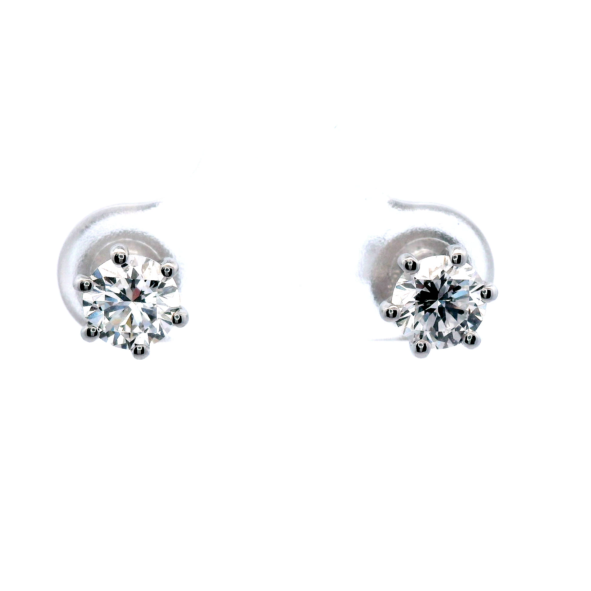 Diamond Stud  Earrngs in a White Gold 6 Claw Setting