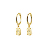 Premium Plated Brass Huggie Earrings with Petite Tag Featuring CZ North Star