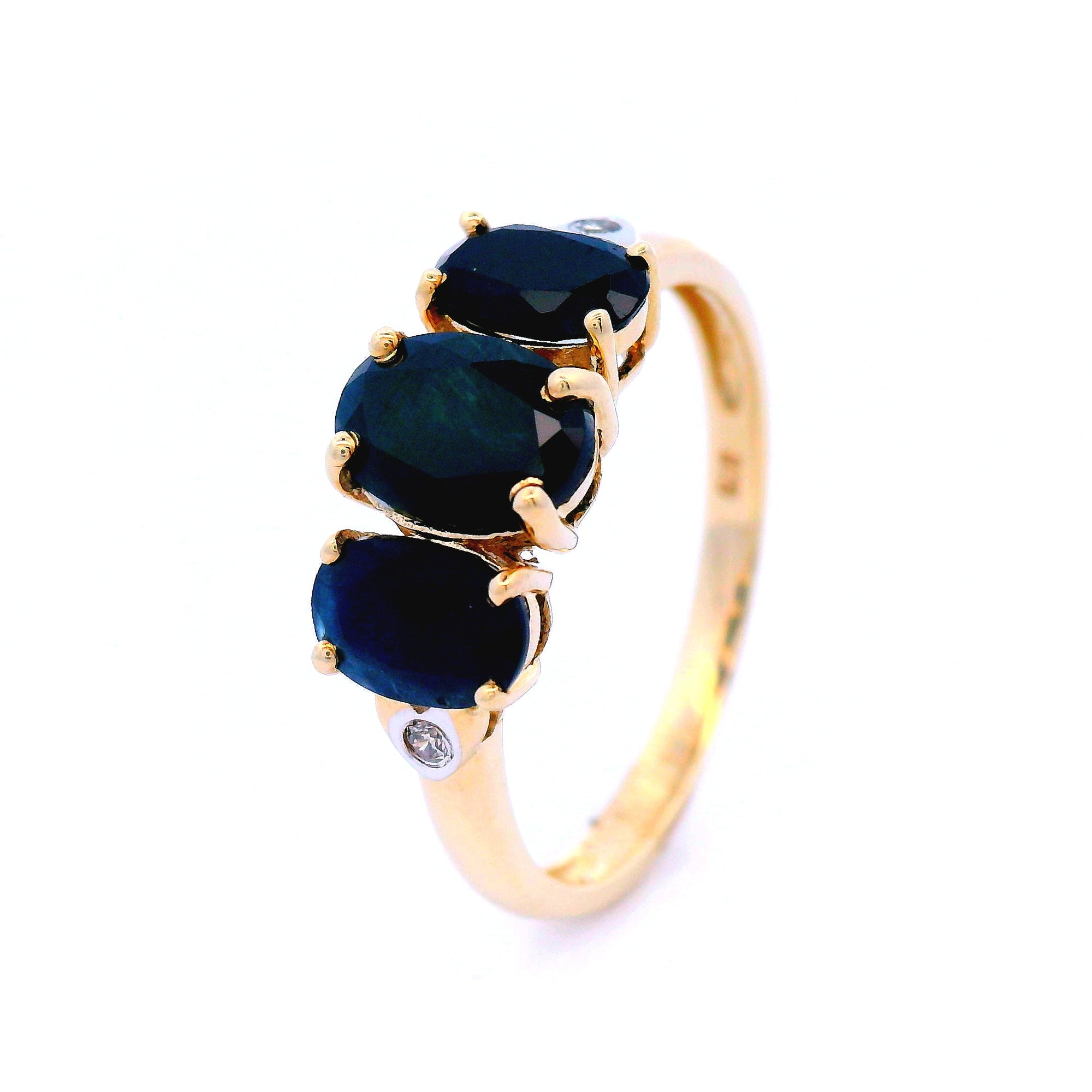 Oval Black Sapphire Dress Ring Set in Yellow Gold