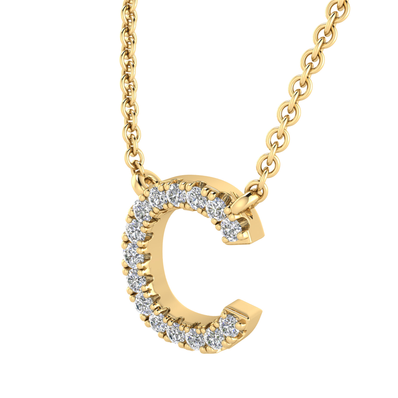 Diamond Set "S" Initial Necklace in 9 carat Yellow Gold