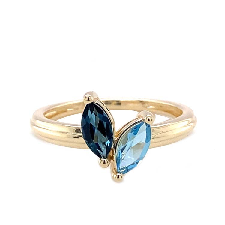 London Blue Topaz and Blue Topaz Ring in 9K Yellow Gold
