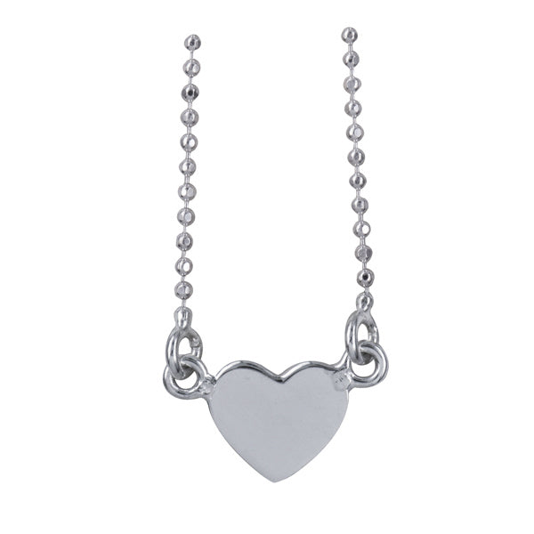 Sterling Silver 8mm Heart Necklet with 40cm Chain + 5cm Extender