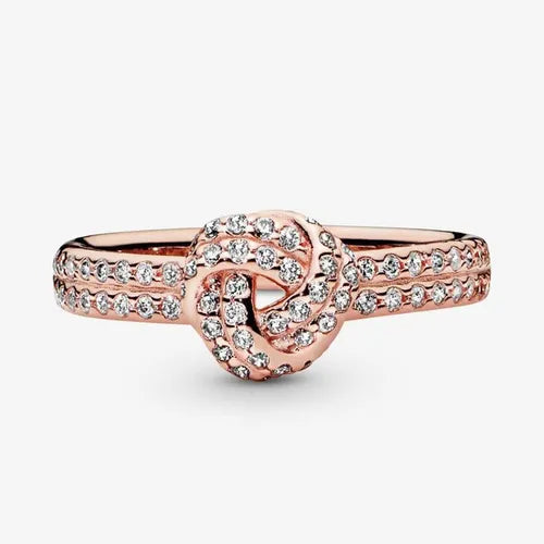 PANDORA Rose love knot ring with clear cubic zirconia - 52