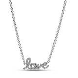 Love sterling silver collier with clear cubic zirconia