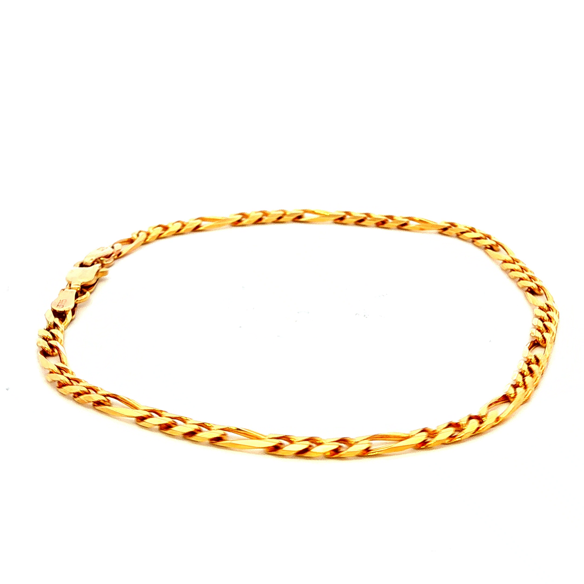 Diamond Cut Figaro Bracelet in Yellow Gold