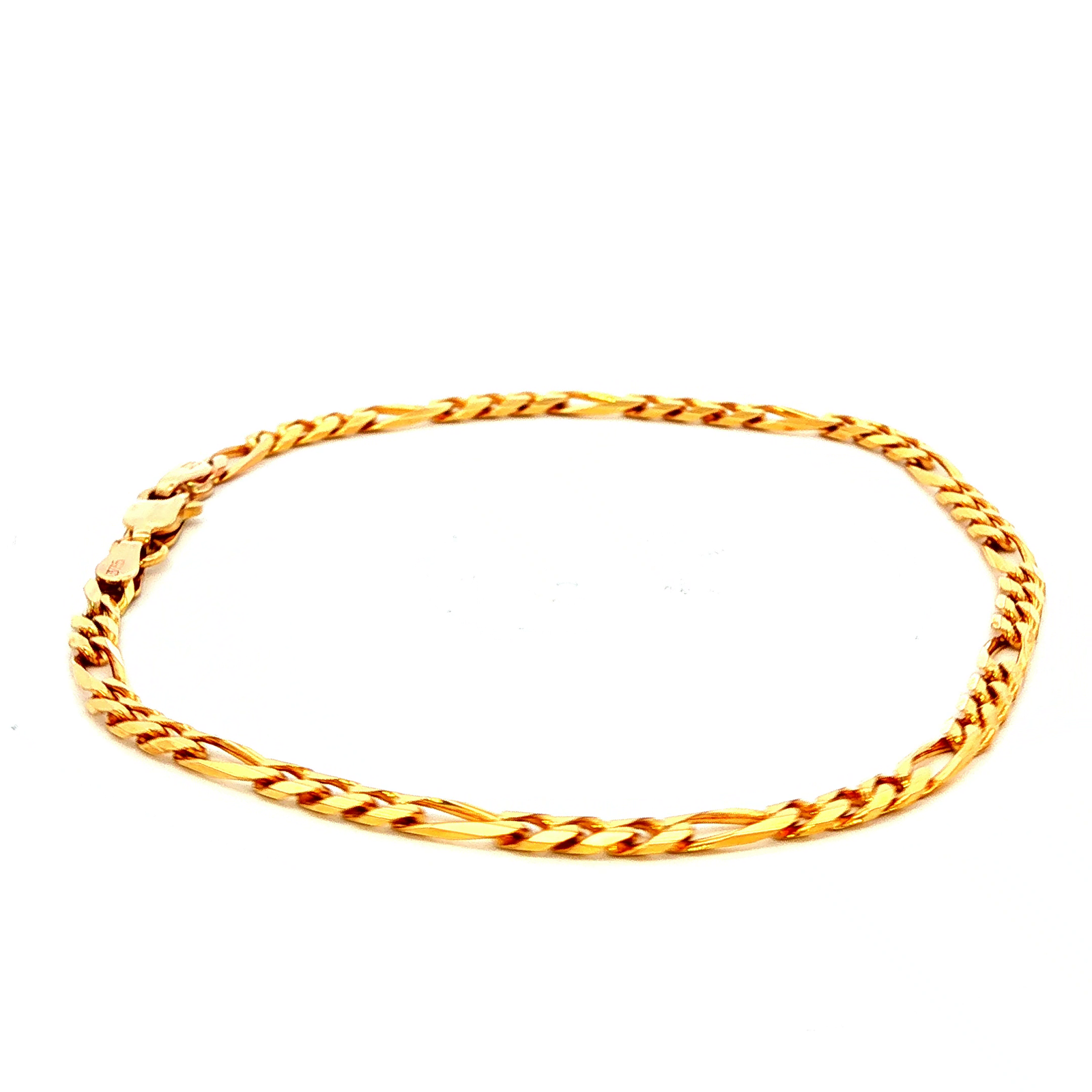Diamond Cut Figaro Bracelet in Yellow Gold