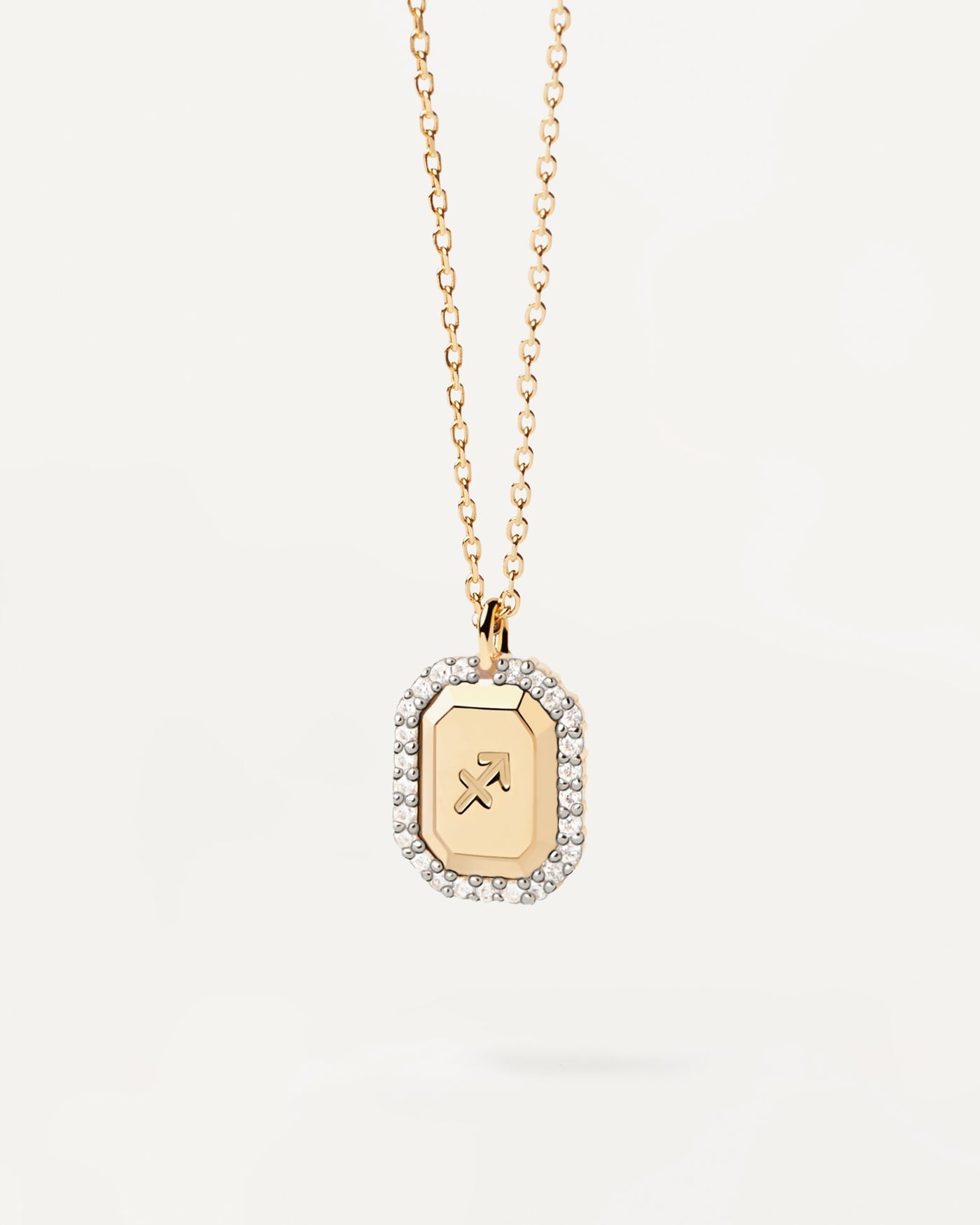 PDPAOLA Capricorn Necklace Engraved In Octagonal Pendant