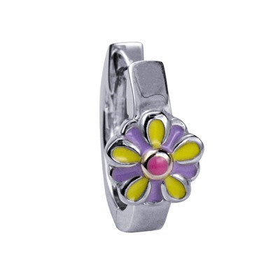 Sterling Silver Enamel Flower Huggies