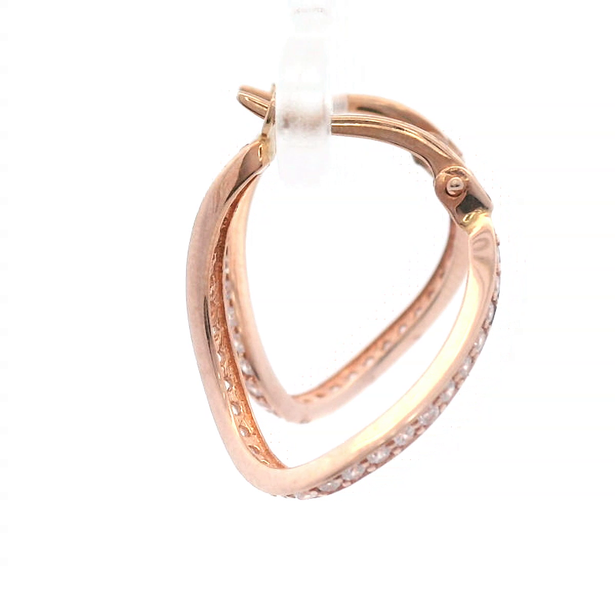 9ct Rose Gold with Cubic Zirconia Oval Wavy Hoop Earrings