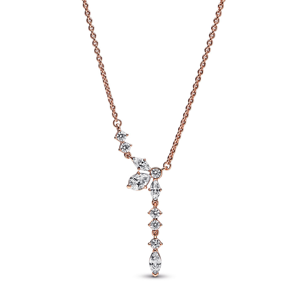 Herbarium cluster 14k rose gold-plated collier with clear cubic zirconia