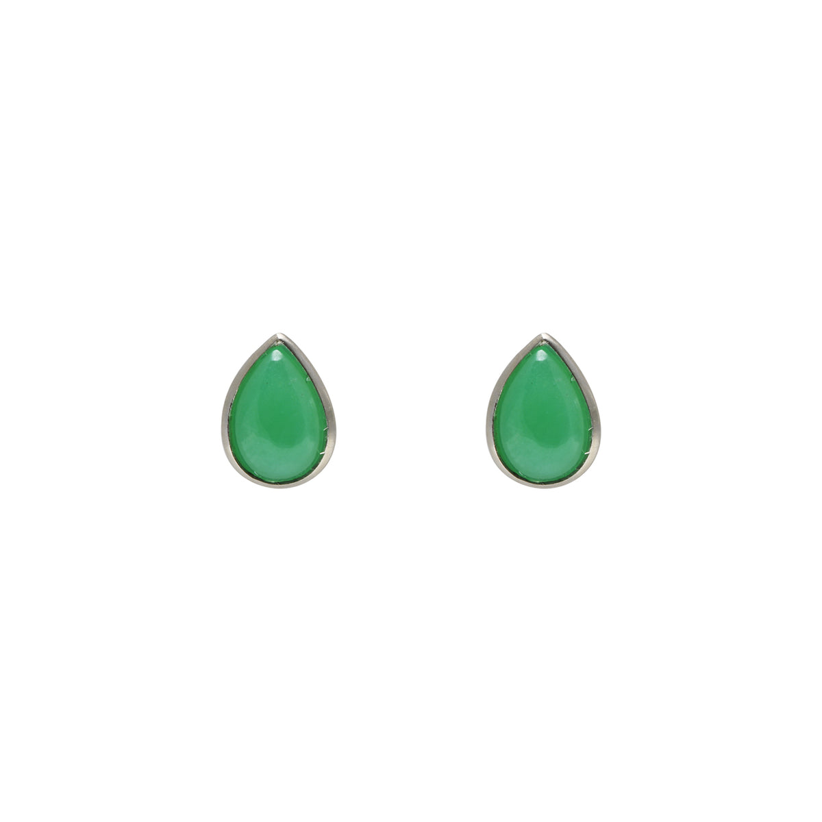 Sterling Silver 9X6mm Pear Chrysoprase Studs