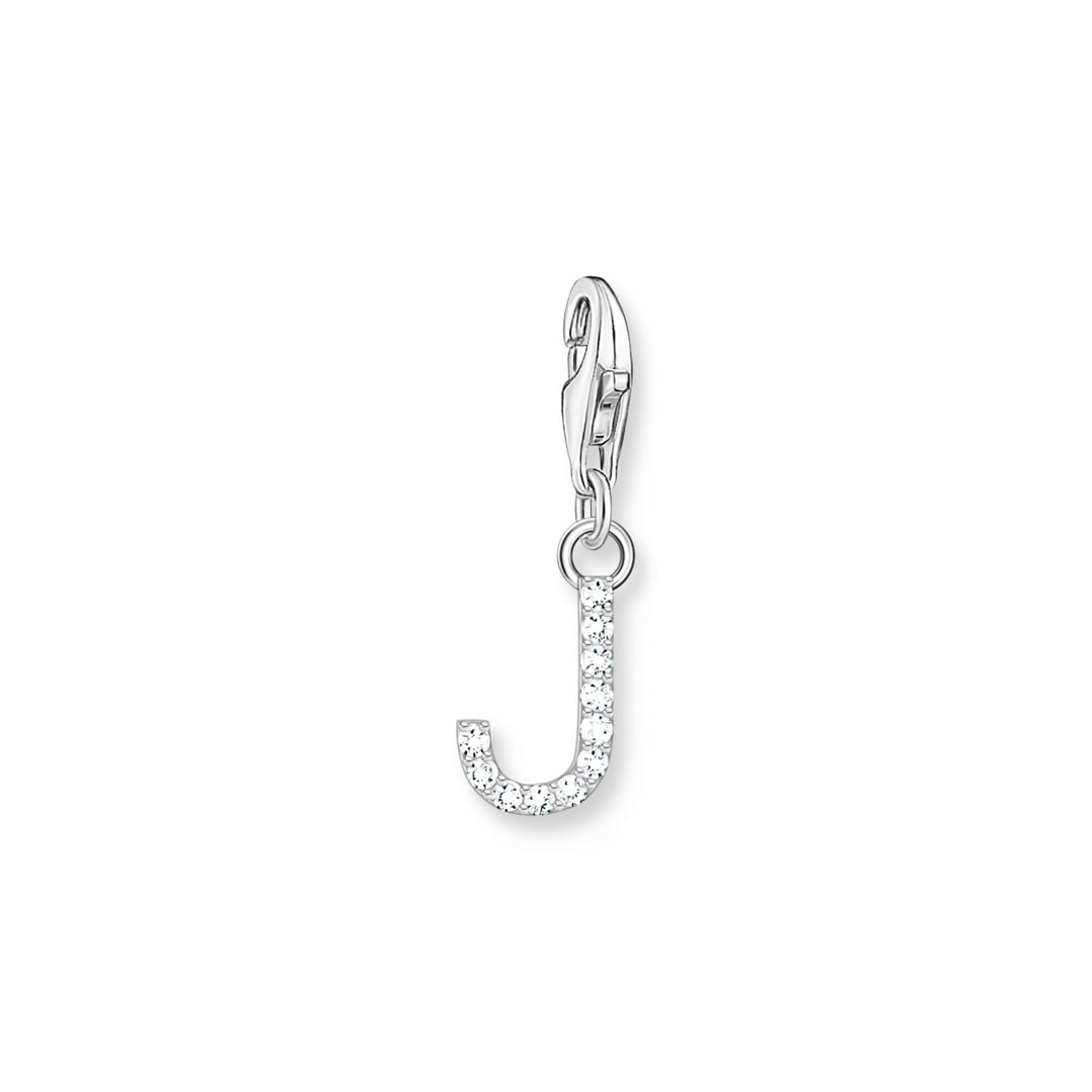 Charmista White Zirconia Letter J Charm Pendant