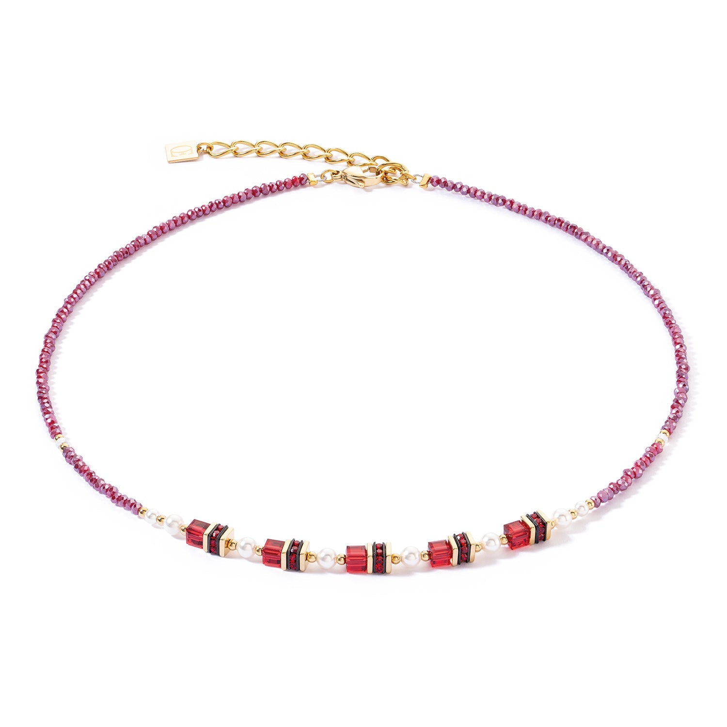 GeoCube Princess Gold Red Necklace