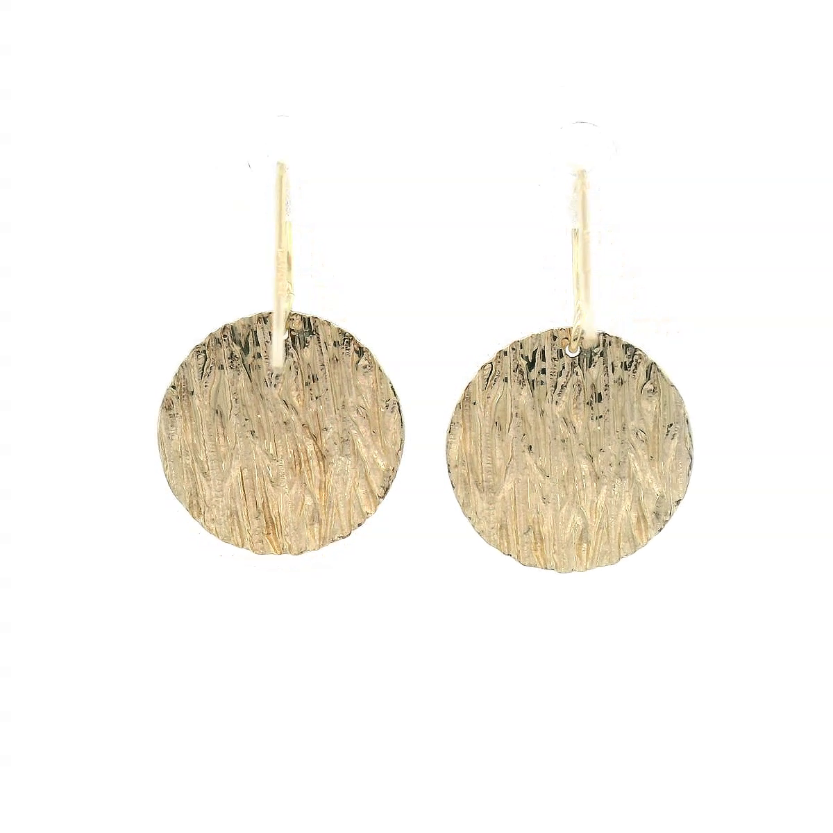 Bark Textured Disc Drop Earrings