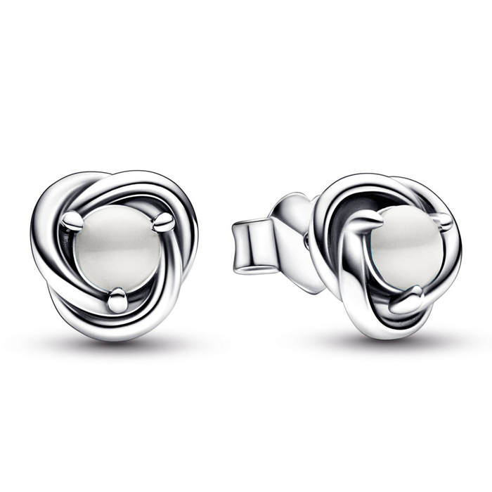 June White Mother of Pearl Birthstone Eternity Circle Stud Earrings