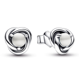 June White Mother of Pearl Birthstone Eternity Circle Stud Earrings