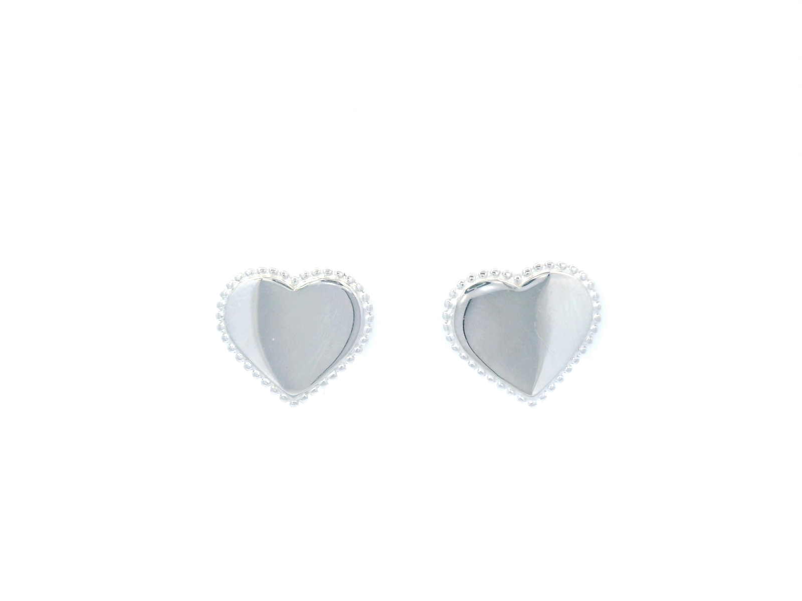 Sterling Silver Heart With Plated Edge Stud Earrings