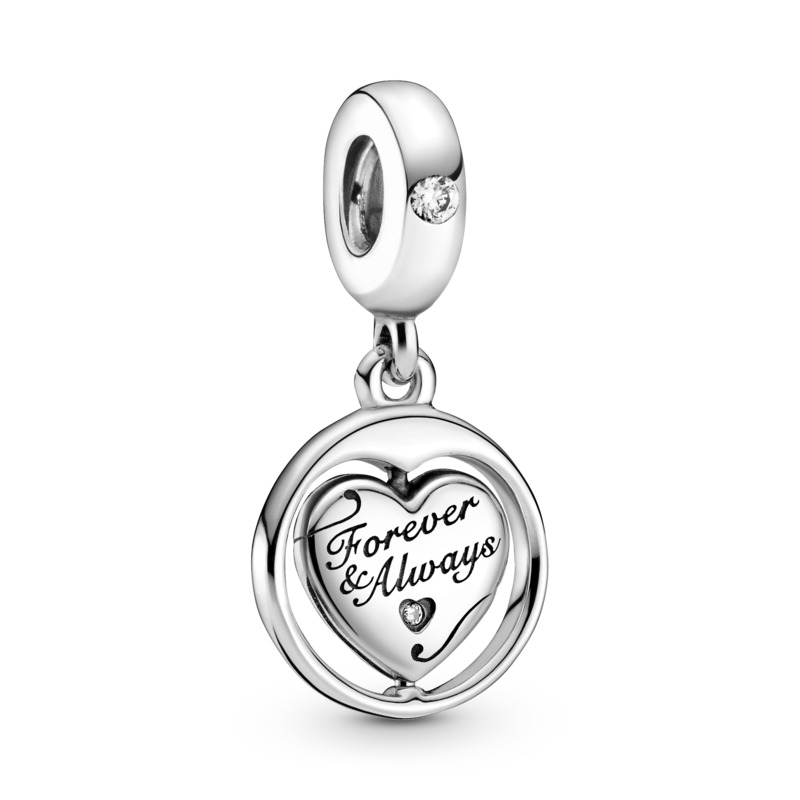 Pandora Heart sterling silver spinning dangle with clear cubic zirconia