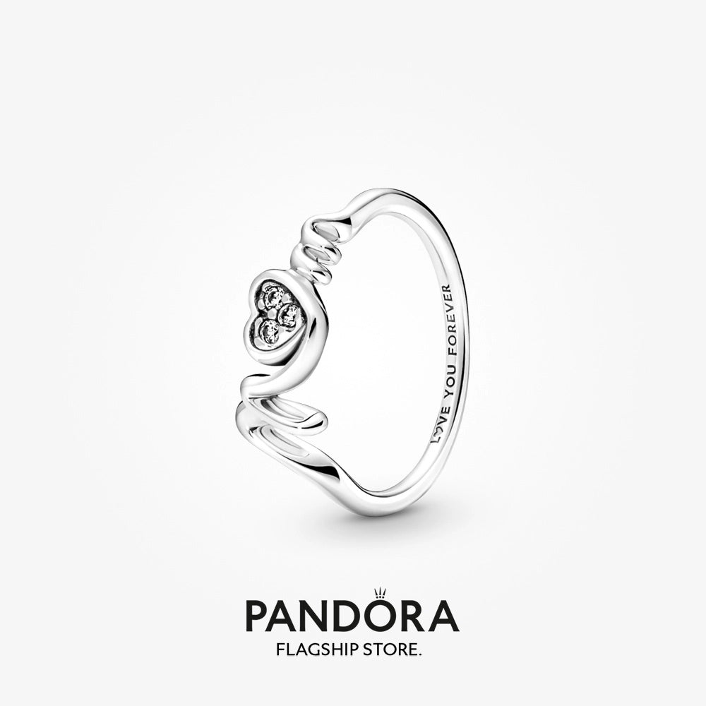 Mom sterling silver ring with clear cubic zirconia