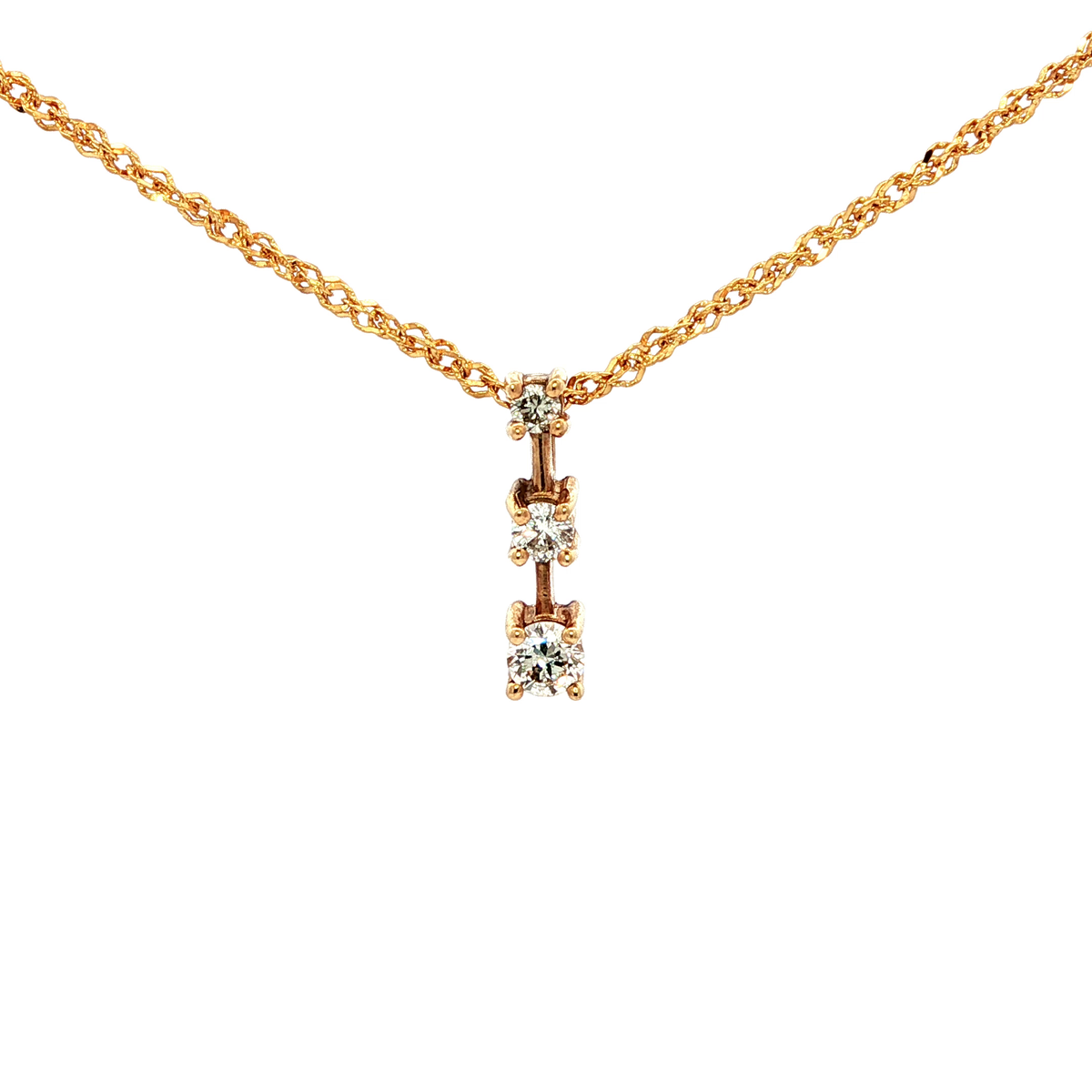 Yellow Gold Diamond Cascade Pendant Necklace