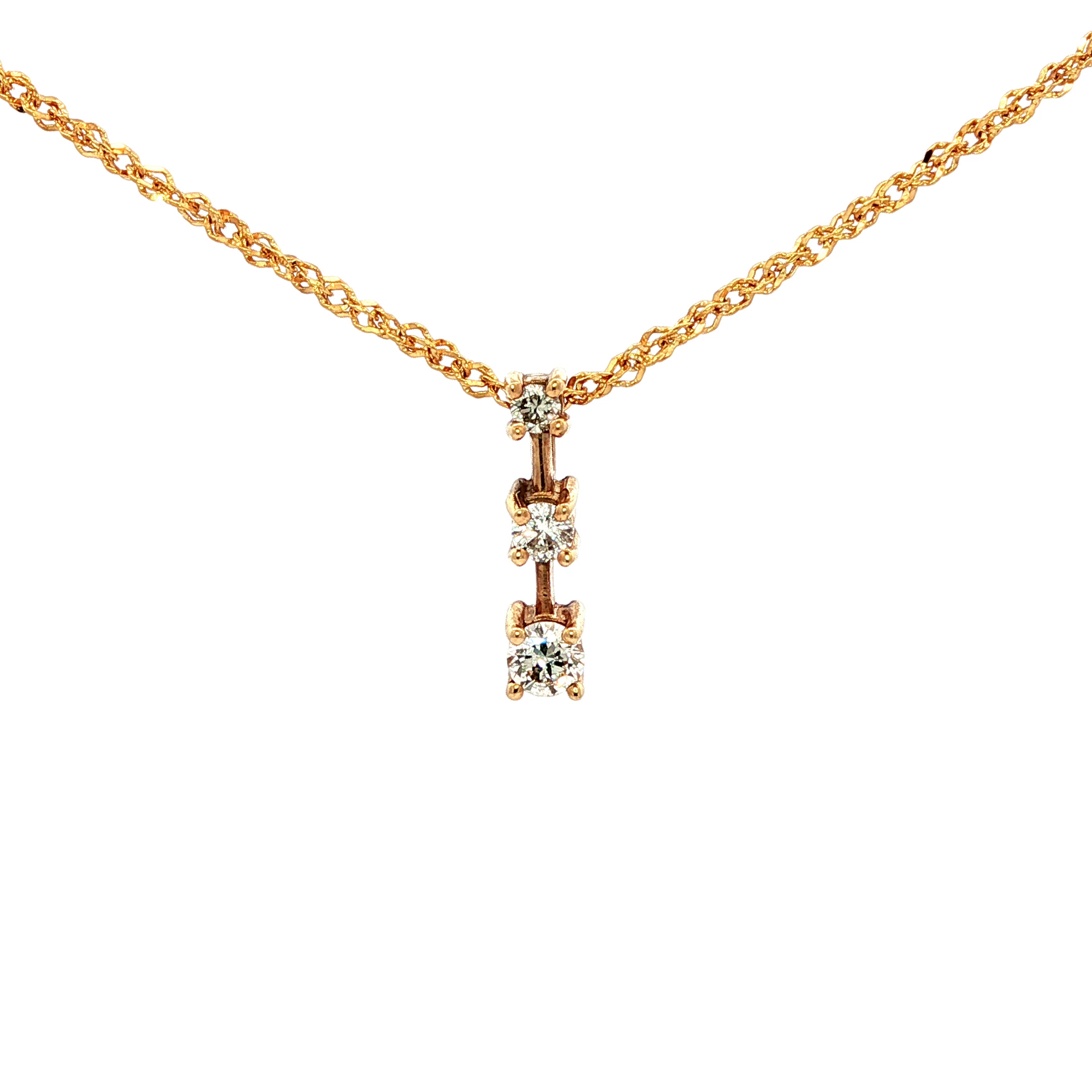 Yellow Gold Diamond Cascade Pendant Necklace