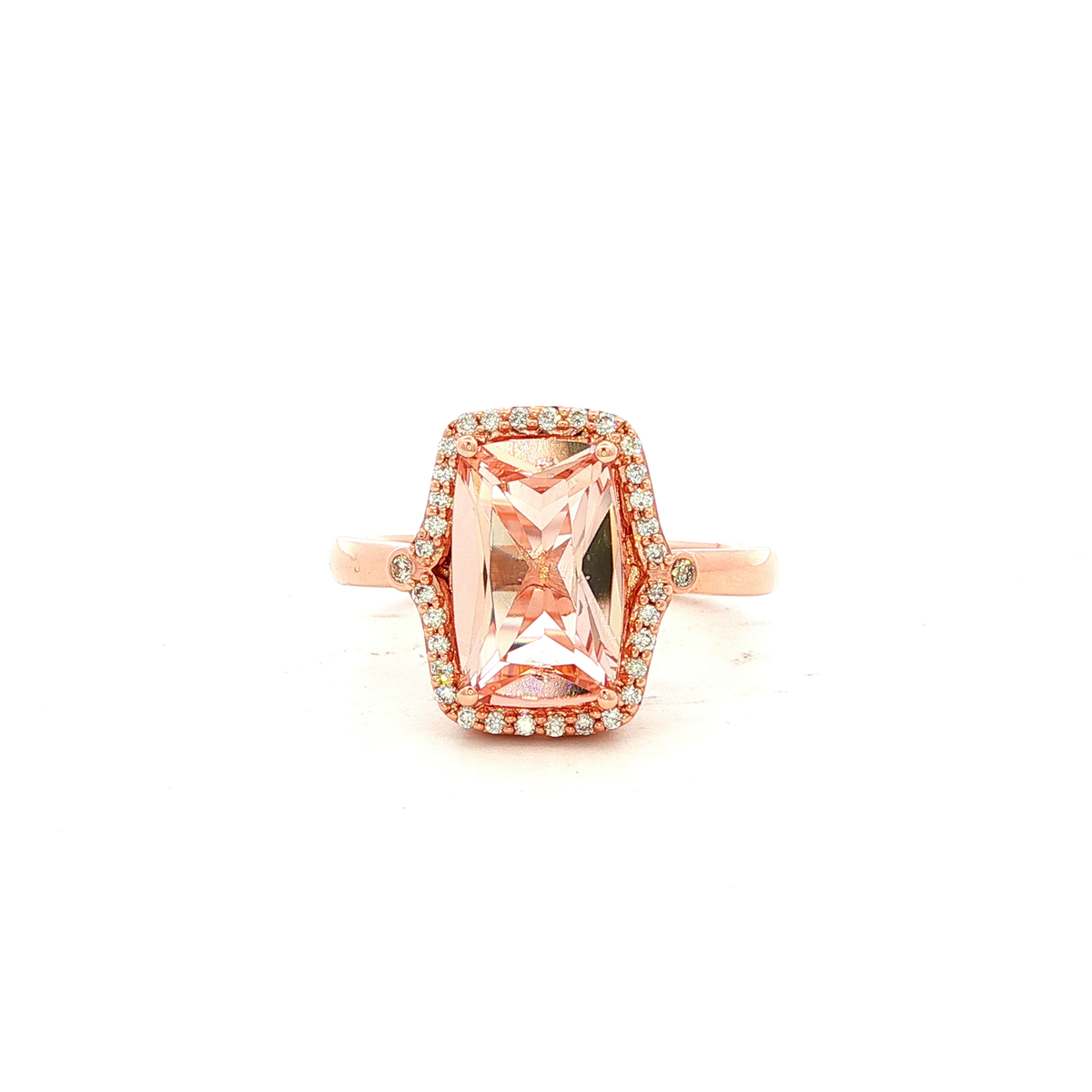 Morganite and Diamond Dress Ring in Yellow Gold