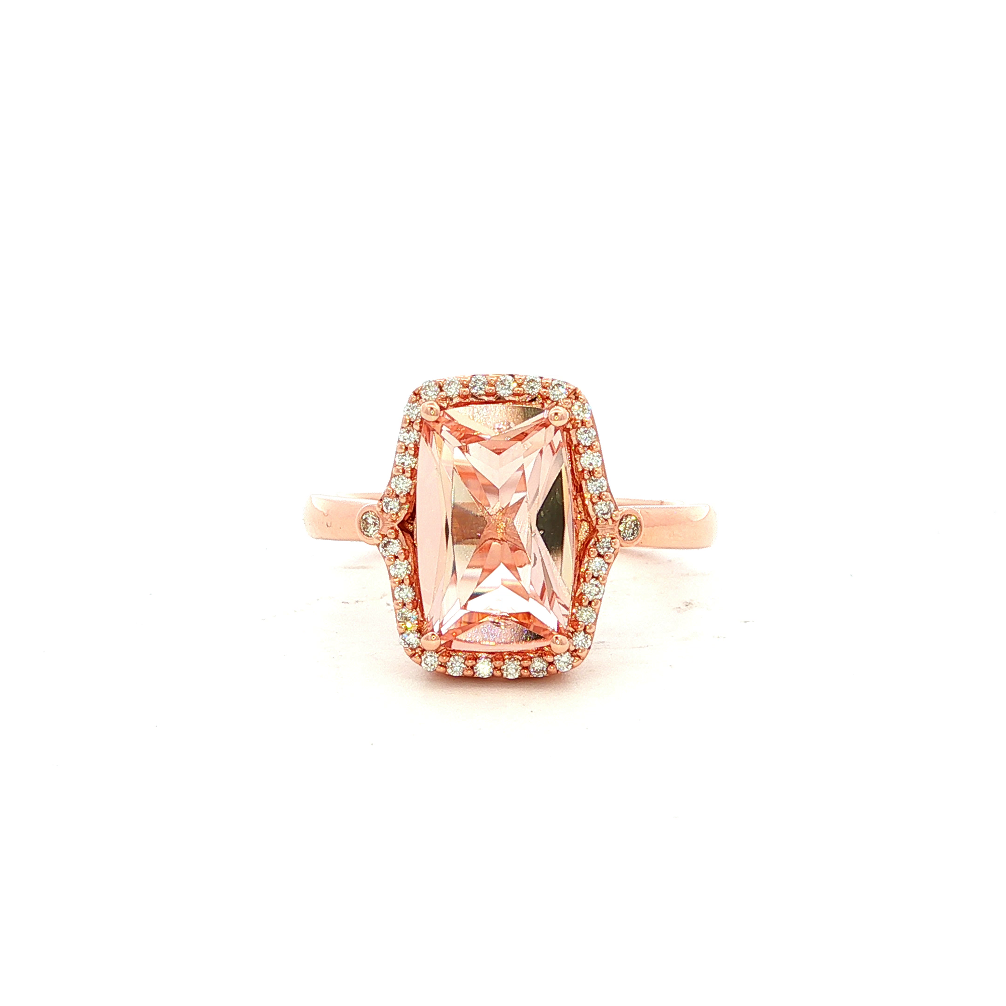 Morganite and Diamond Dress Ring in Yellow Gold