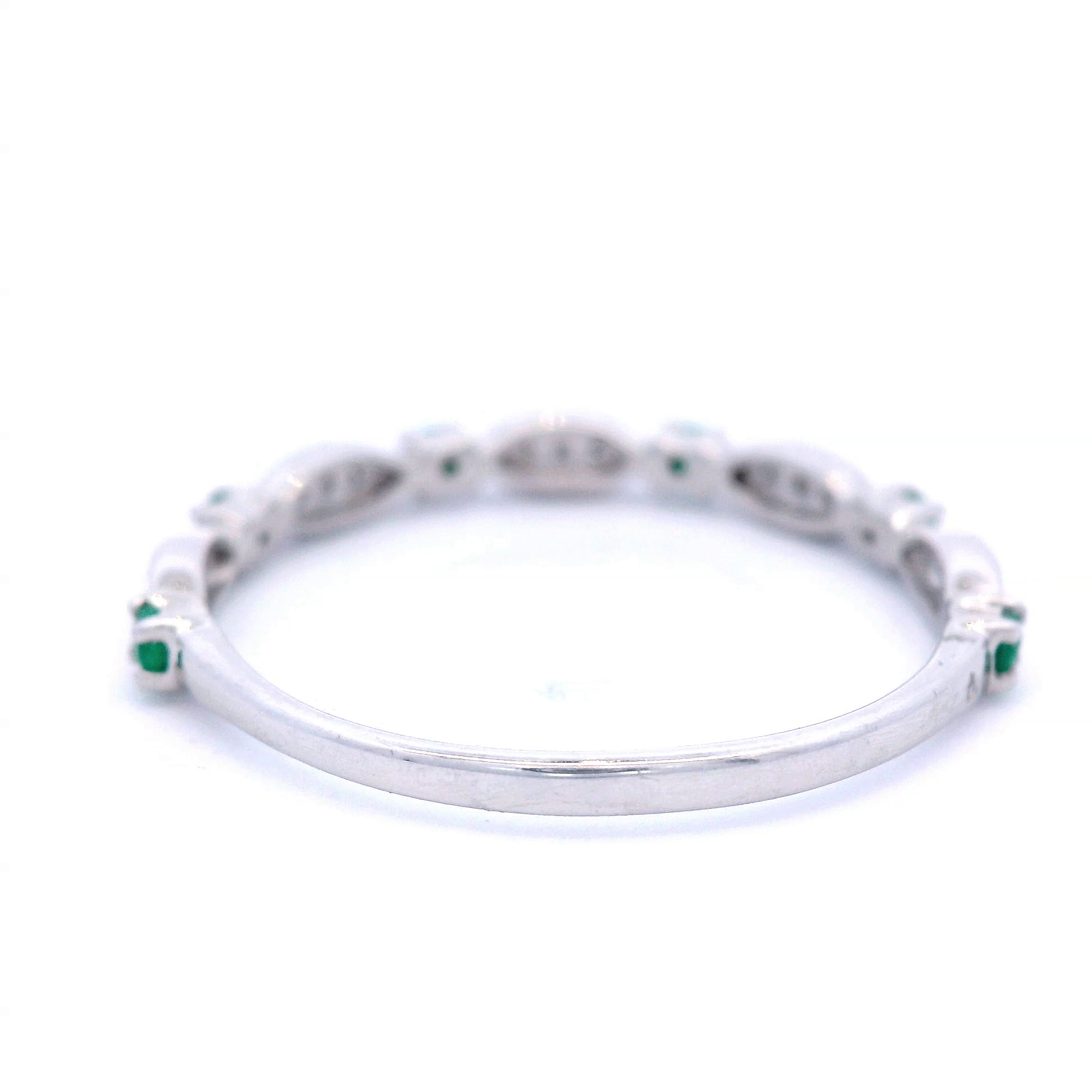 White Gold Diamond and Emerald Dress Ring