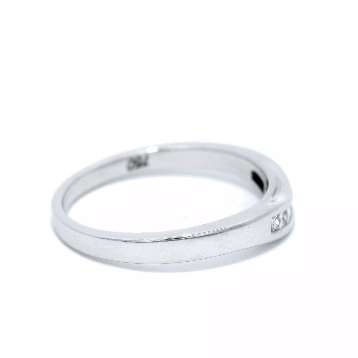 Diamond Princess Cut Channel Set Curved Eternity Ring in White Gold