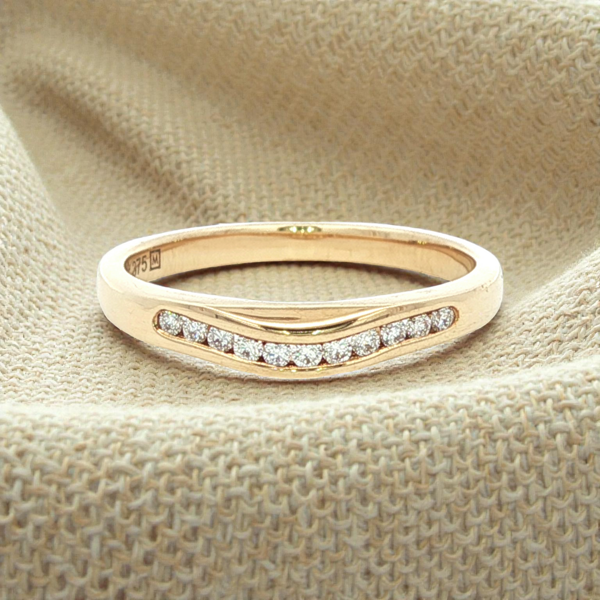 Curved Diamond Set Wedding Band
