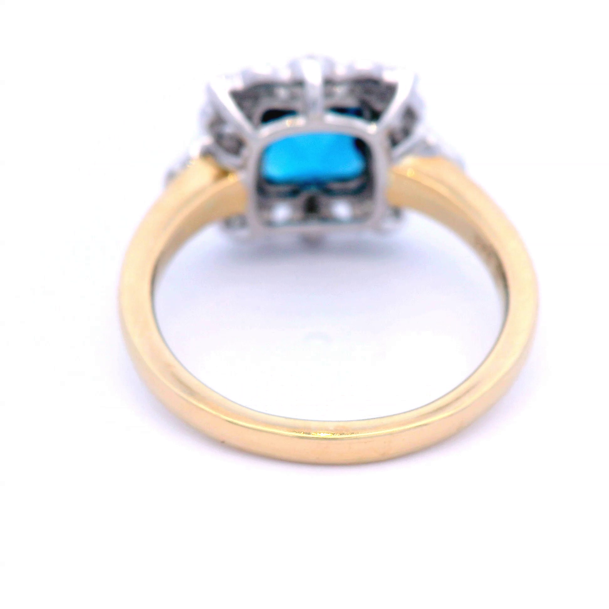 9 Carat Yellow Gold Diamond and London Blue Topaz Ring