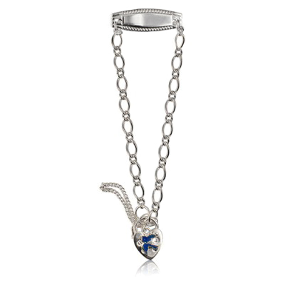 Sterling Silver Baby ID Bracelet With Blue Bird Padlock