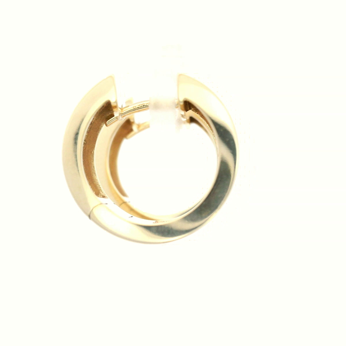 Diamond Thick Hoop Earrings Set in Yellow Gold