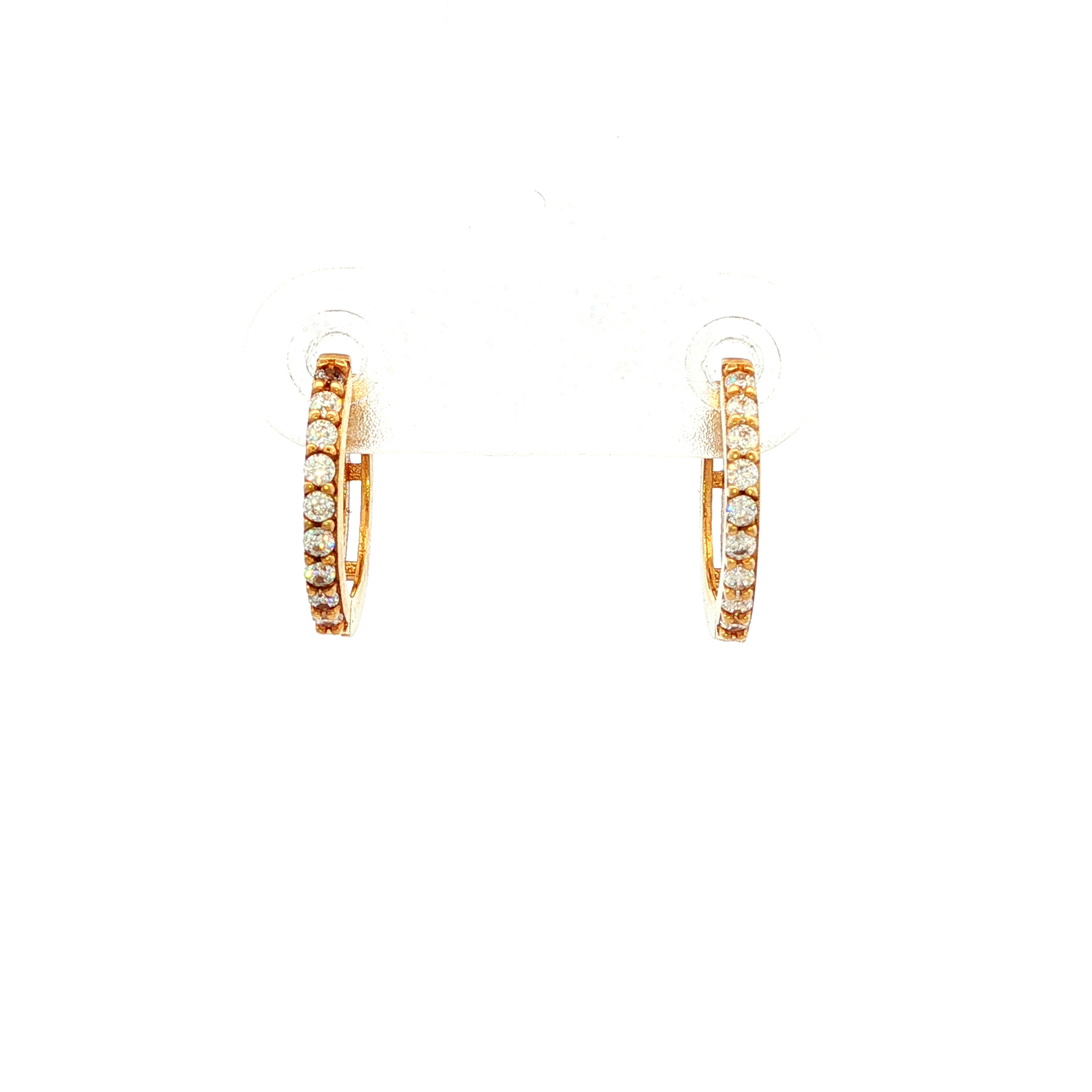 9ct YG Huggie Earring With CZ 12mm Round