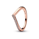 Wishbone 14k rose gold-plated ring with clear cubic zirconia