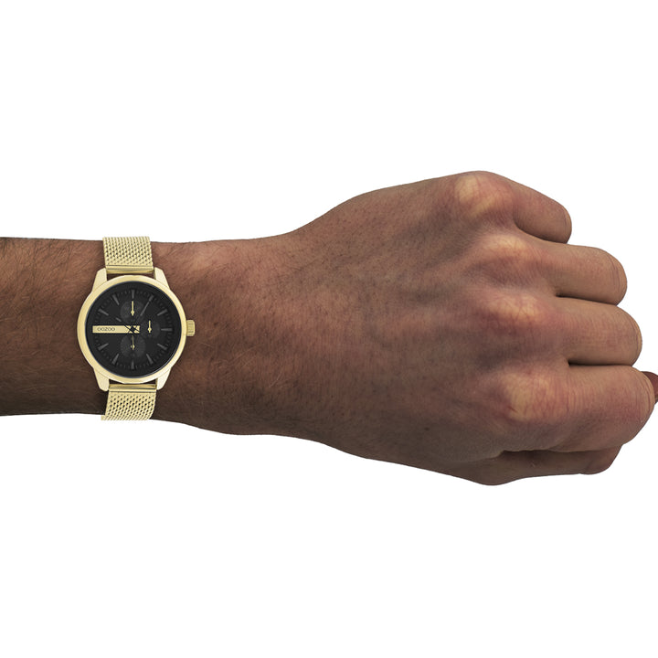 Gold Coloured Oozoo Watch With Gold Coloured Metal Mesh Bracelet