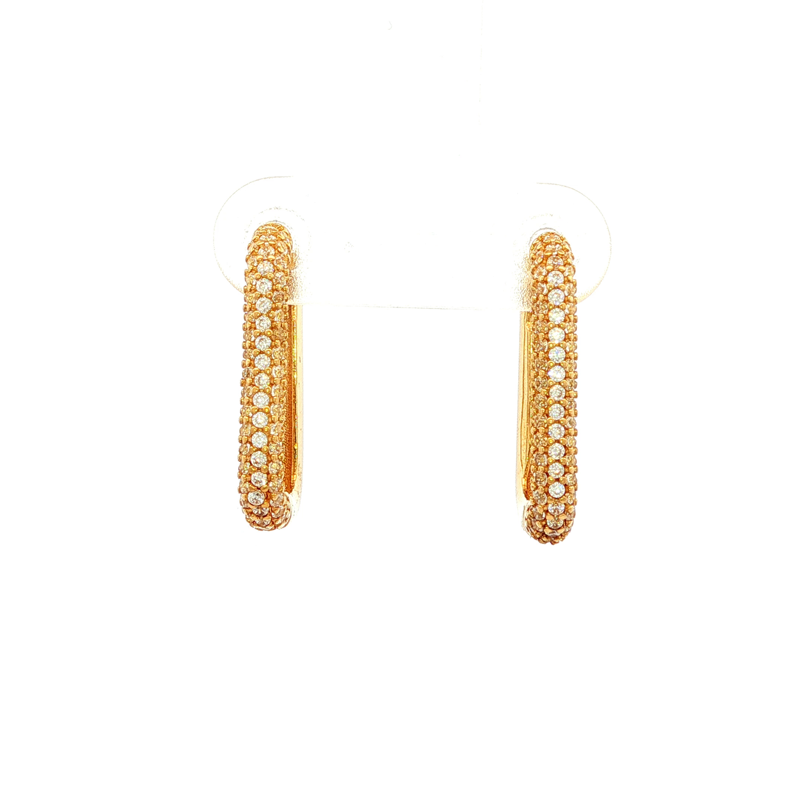 Encrusted  Oval Huggie in Yellow Gold