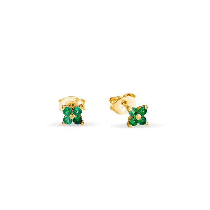 Sterling silver gold plated petite CZ flower stud earrings