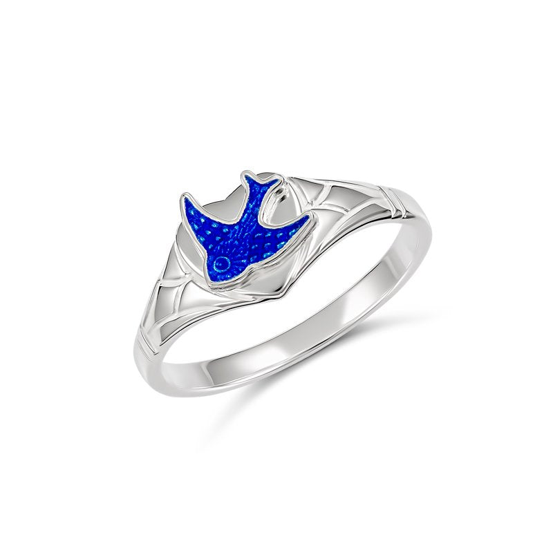 Emily Bluebird Heart Signet Ring Size G