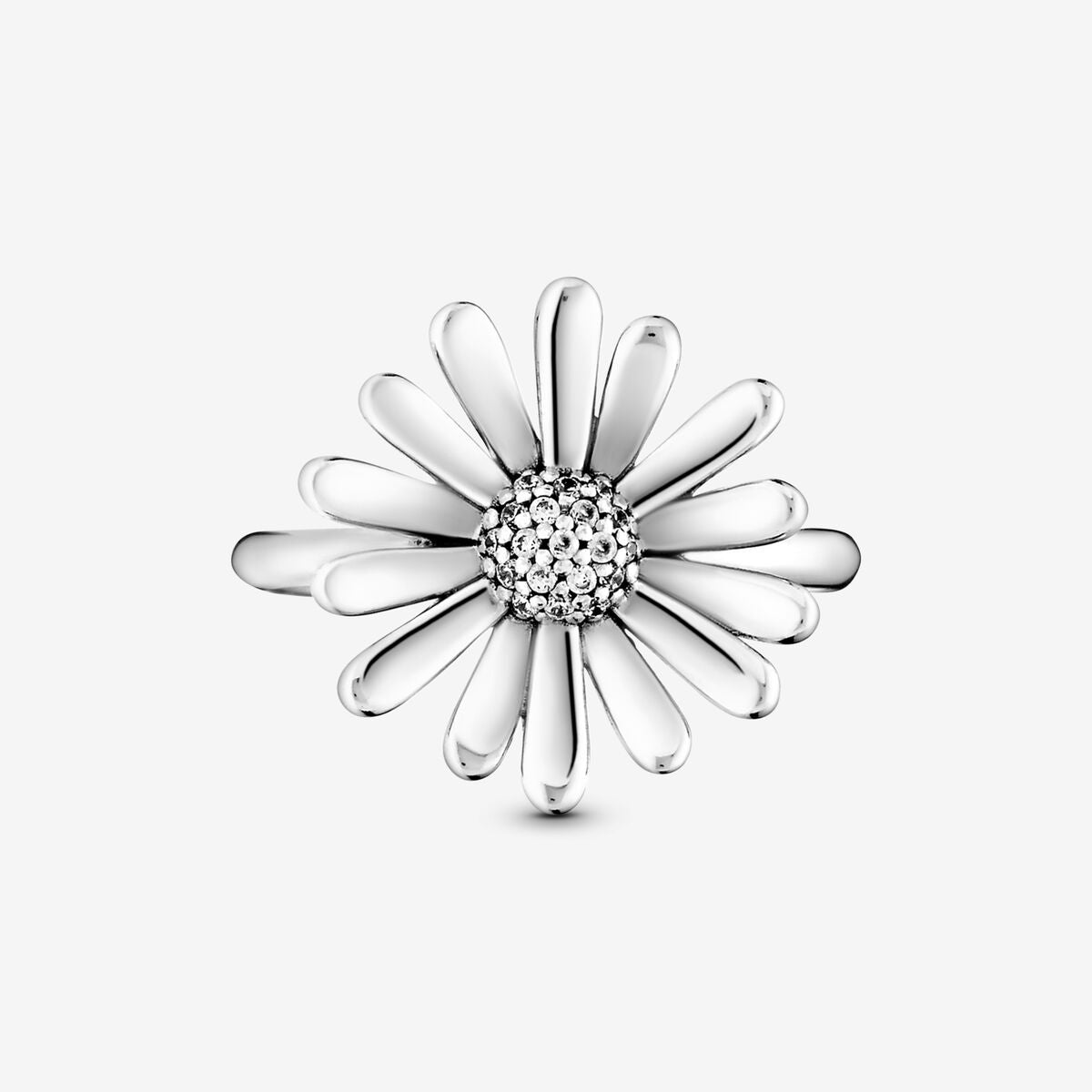 Daisy sterling silver ring with clear cubic zirconia