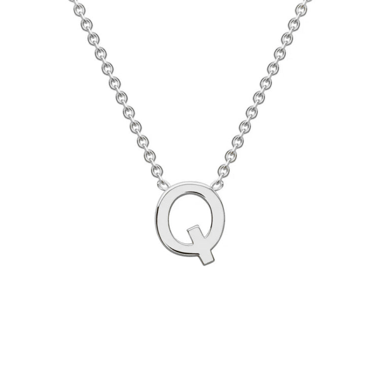Sterling Silver Necklace with Initial Pendant Q