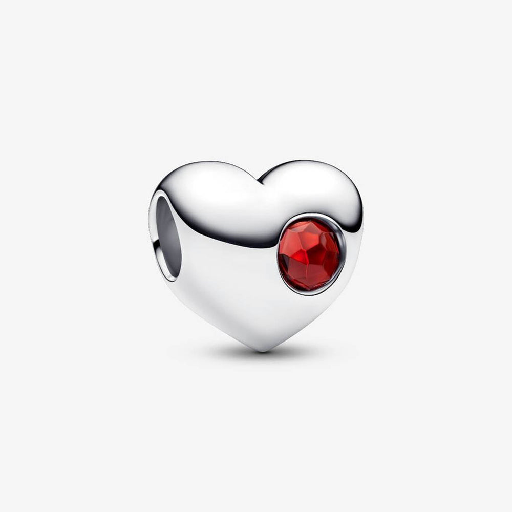 Pandora Engravable Red Stone Heart Charm