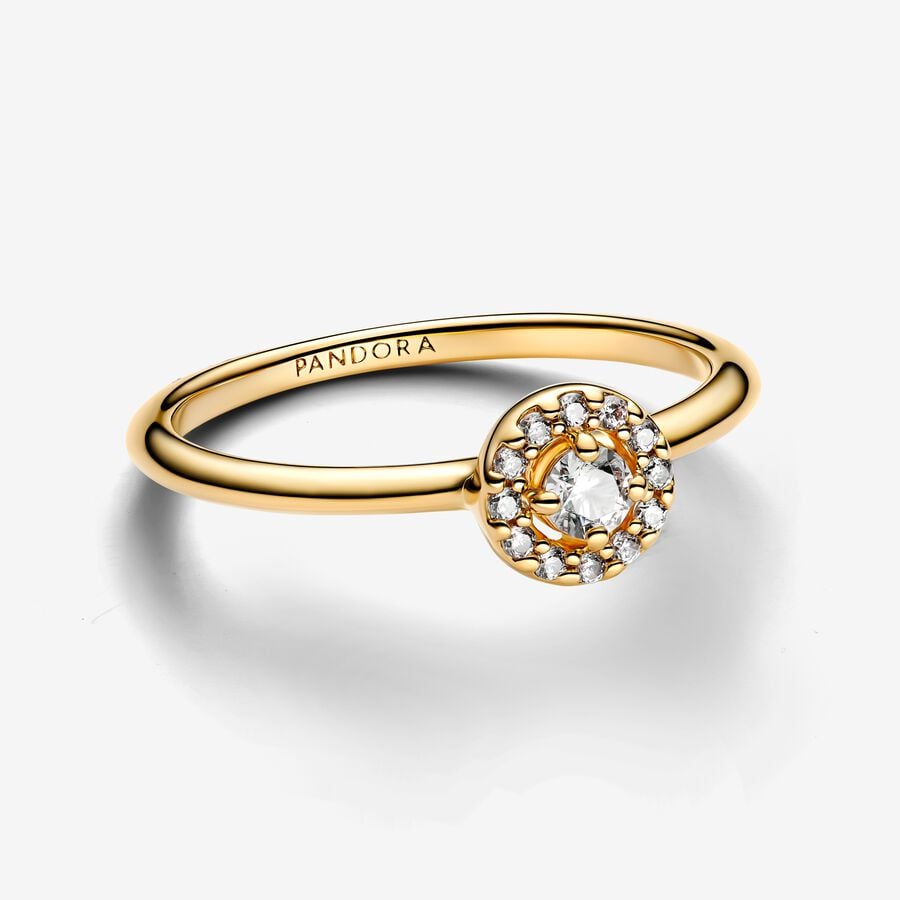 14k Gold-plated ring with clear cubic zirconia