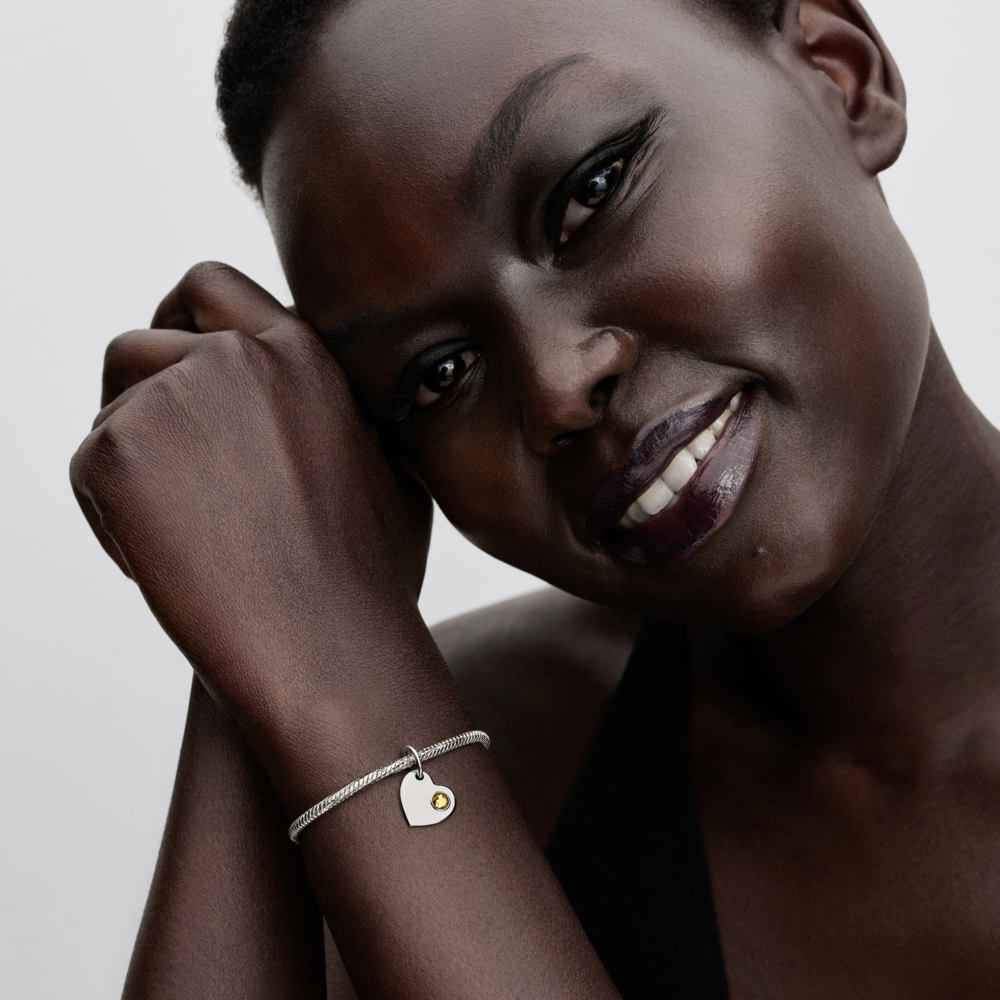 Pandora Engravable Heart Honey Stone Dangle Charm